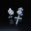 14k Solid Gold Round Cut Stud Cross Moissanite Earrings