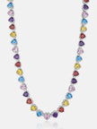 10mm Multi Gemstone & White Moissanite Heart Necklace