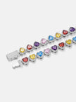10mm Multi Gemstone & White Moissanite Heart Necklace