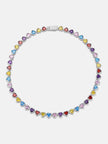10mm Multi Gemstone & White Moissanite Heart Necklace
