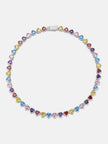 10mm Multi Gemstone & White Moissanite Heart Necklace