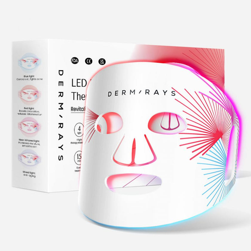 DermRays LED Light Therapy Silicone Mask For Face, Neck and Décolletage, Revitalize & Renew Your Skin
