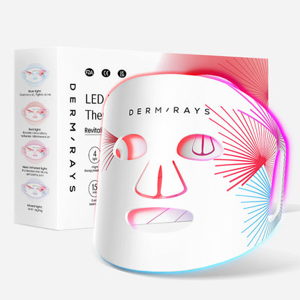 DermRays LED Light Therapy Silicone Mask For Face, Neck and Décolletage, Revitalize & Renew Your Skin