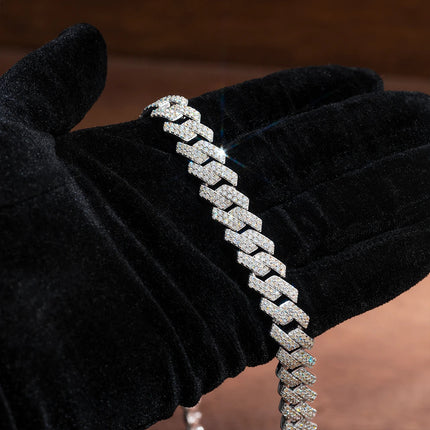 Solid Gold Diamond Prong Cuban Bracelet