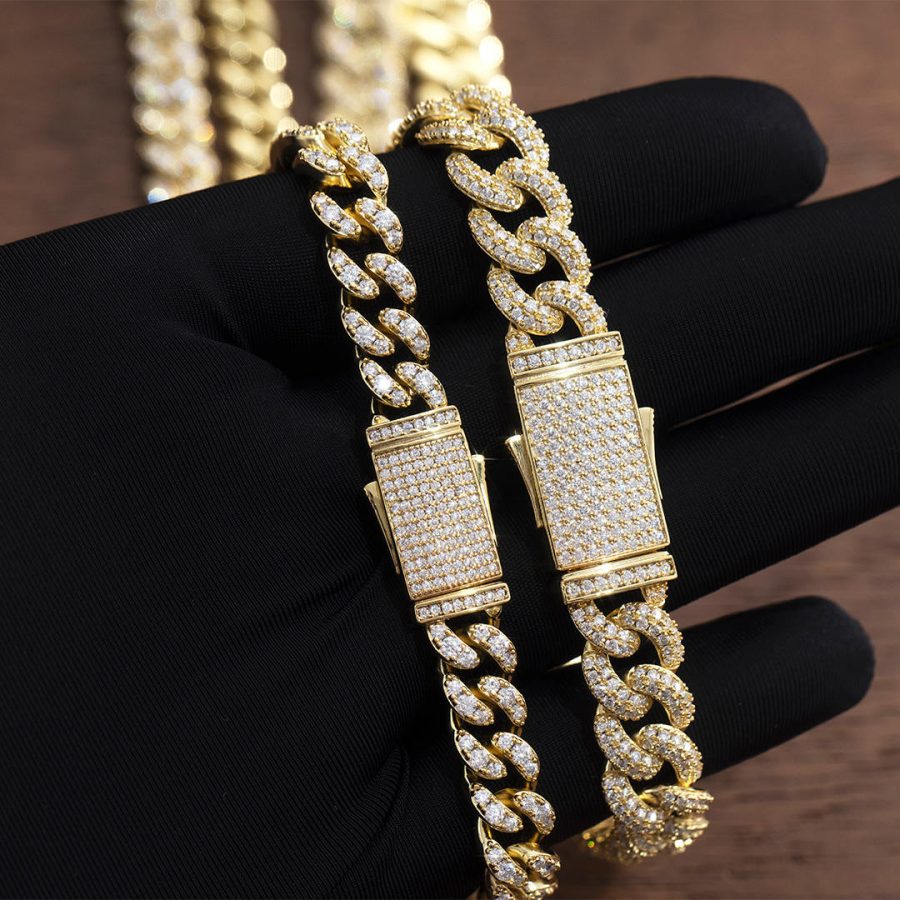 Solid Gold Diamond Cuban Bracelet