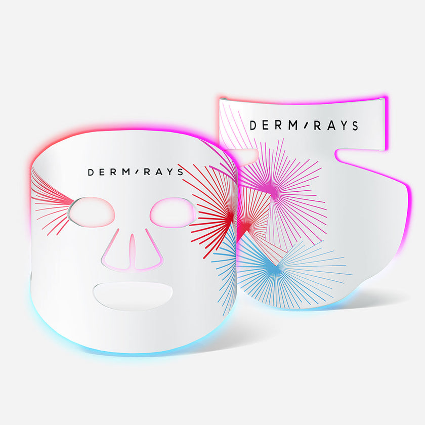 DermRays LED Light Therapy Silicone Mask For Face, Neck and Décolletage, Revitalize & Renew Your Skin