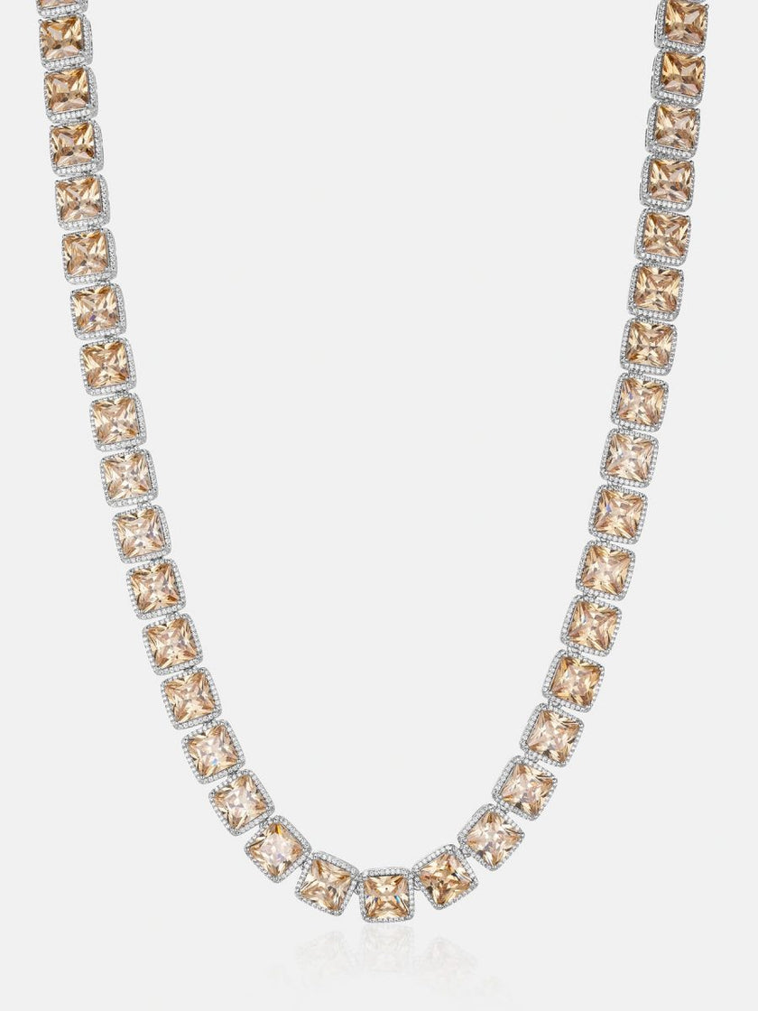 10mm S925 Square Gem Moissanite Clustered Tennis Chain