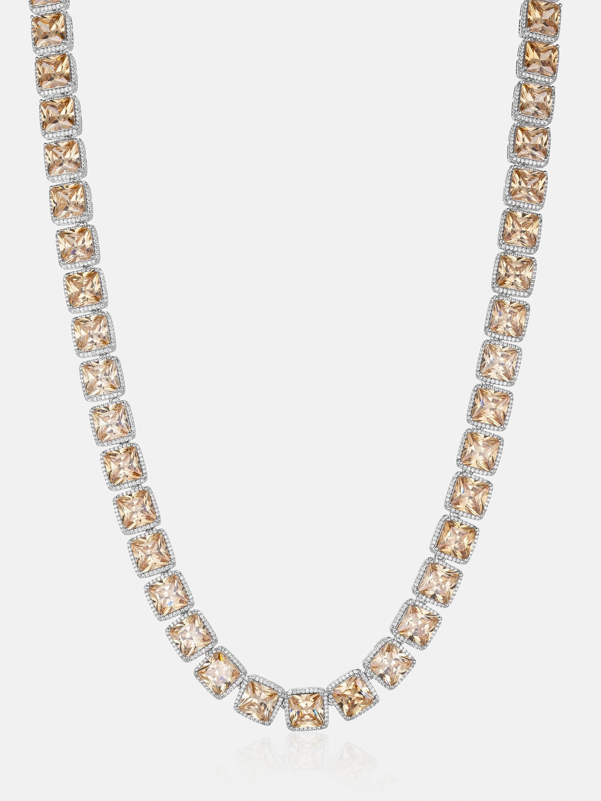 10mm S925 Square Gem Moissanite Clustered Tennis Chain