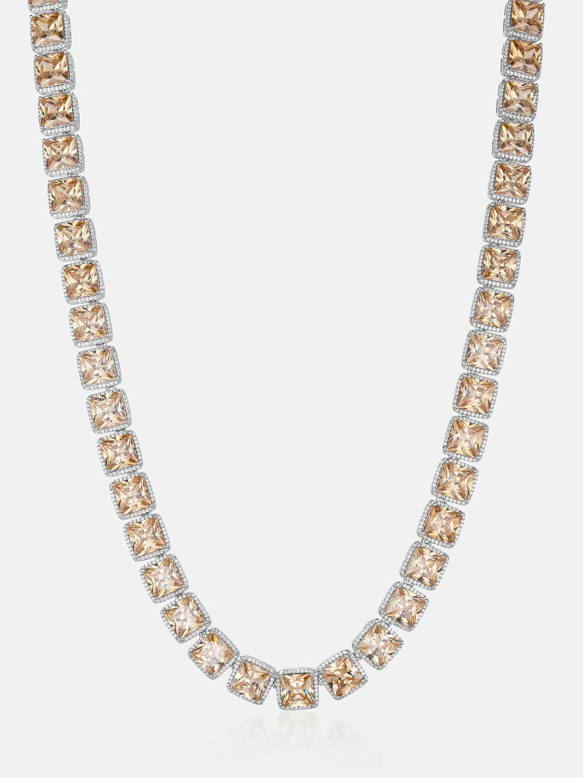10mm S925 Square Gem Moissanite Clustered Tennis Chain