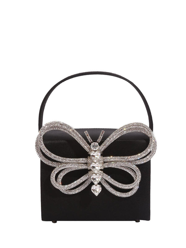 Fia Crystal Butterfly Clutch In Black