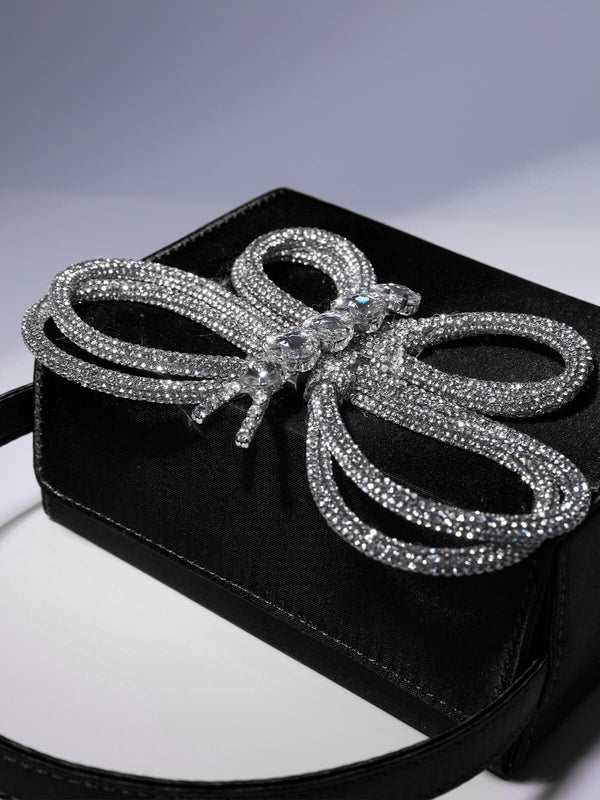 Fia Crystal Butterfly Clutch In Black