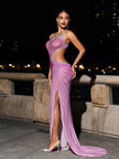 Crystal Cutout Maxi Dress In Hot Pink