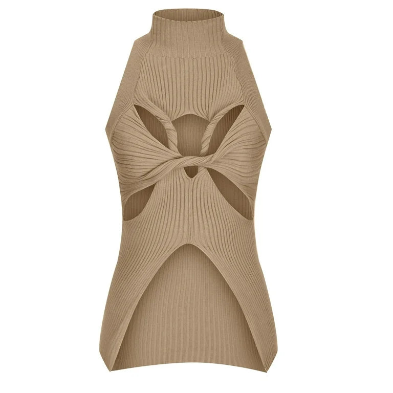 Kaka Summer Knit Hollow Out Sleeveless Tank Top