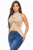 Kaka Summer Knit Hollow Out Sleeveless Tank Top
