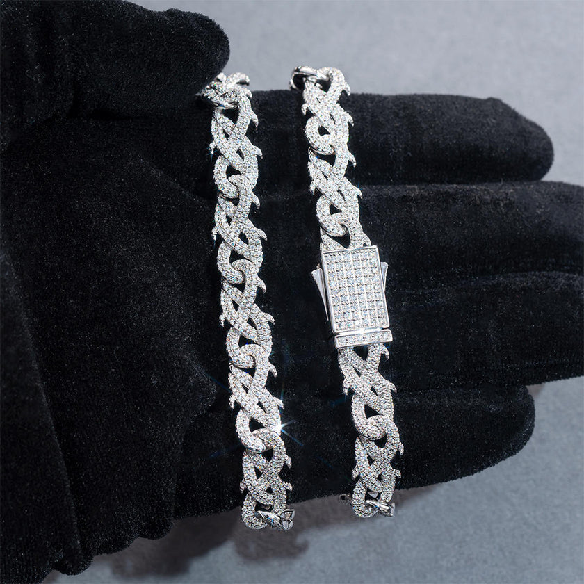 S925 Moissanite Crown Of Thorns Chain Or Bracelet