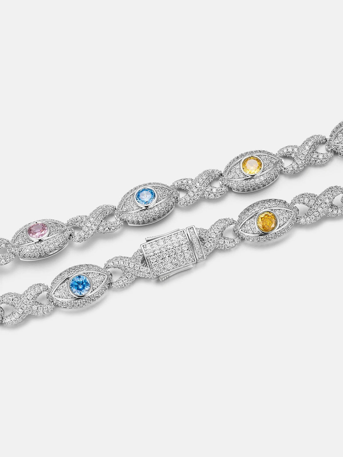 Moissanite Multi Gemstone Evil Eye Eternity Chain