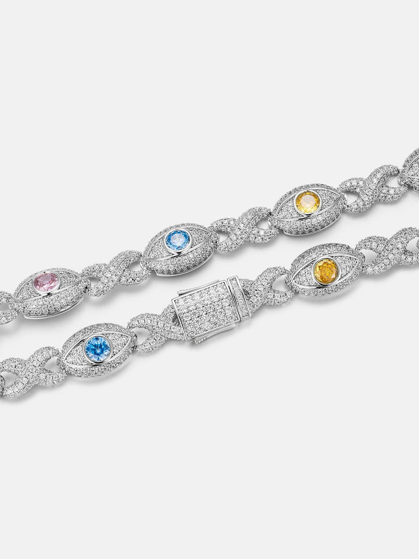 Moissanite Multi Gemstone Evil Eye Eternity Chain
