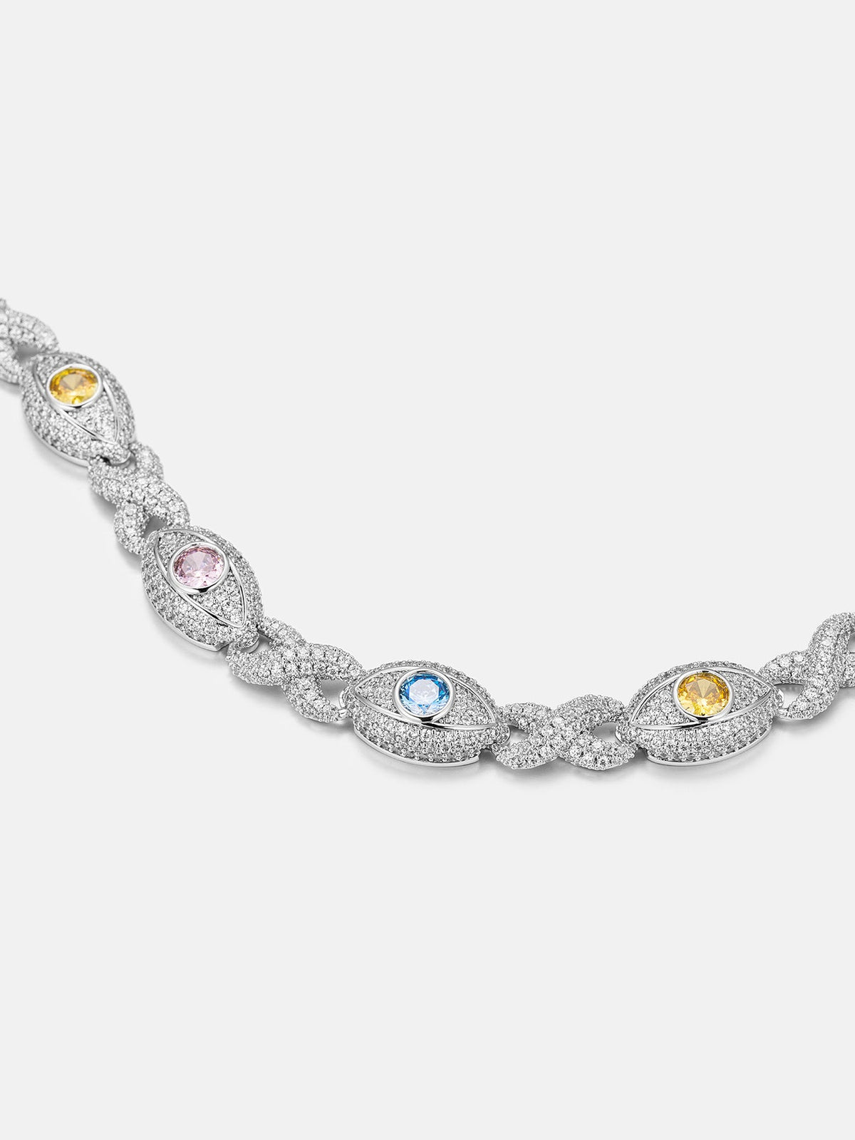 Moissanite Multi Gemstone Evil Eye Eternity Chain