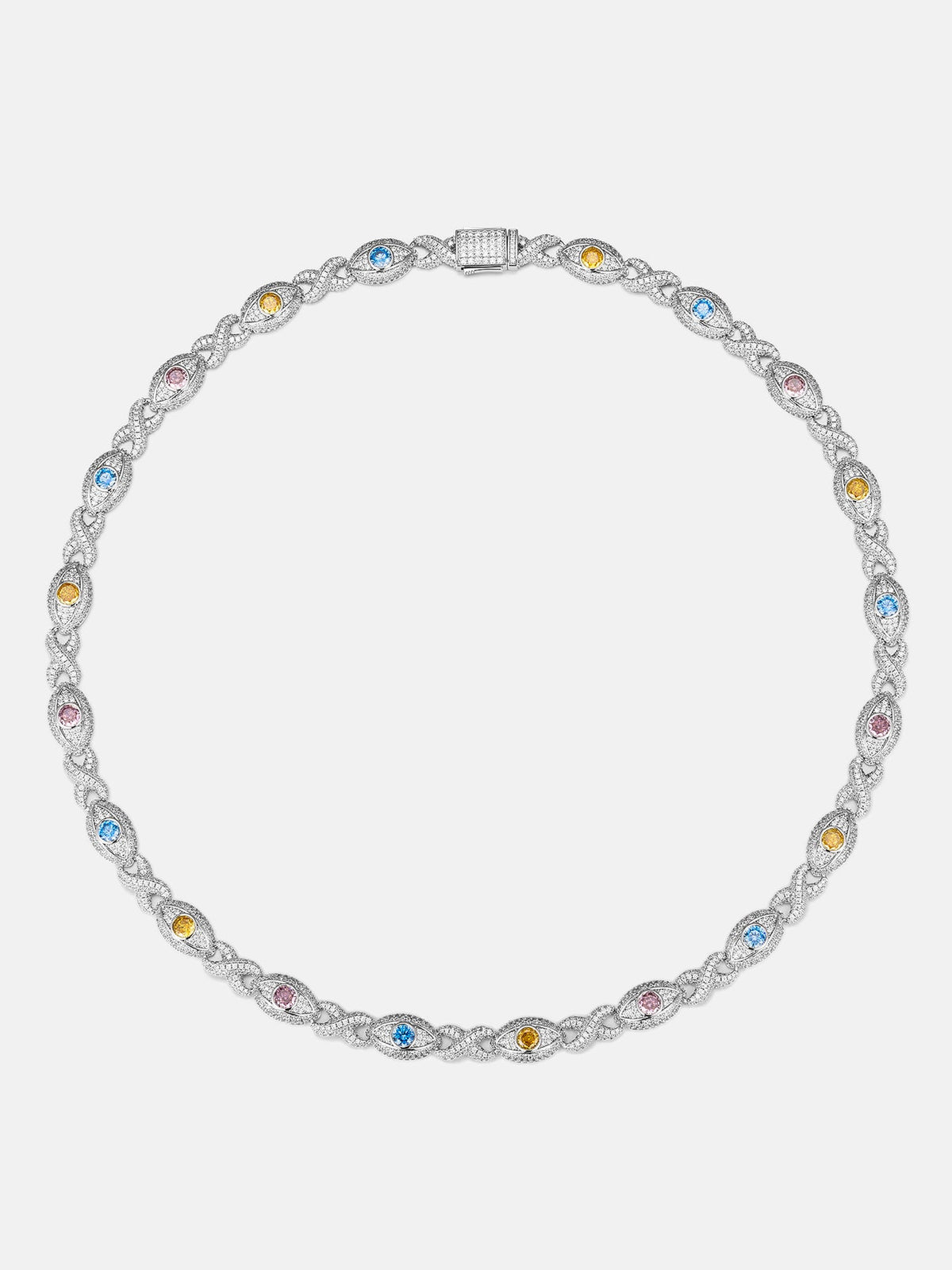 Moissanite Multi Gemstone Evil Eye Eternity Chain