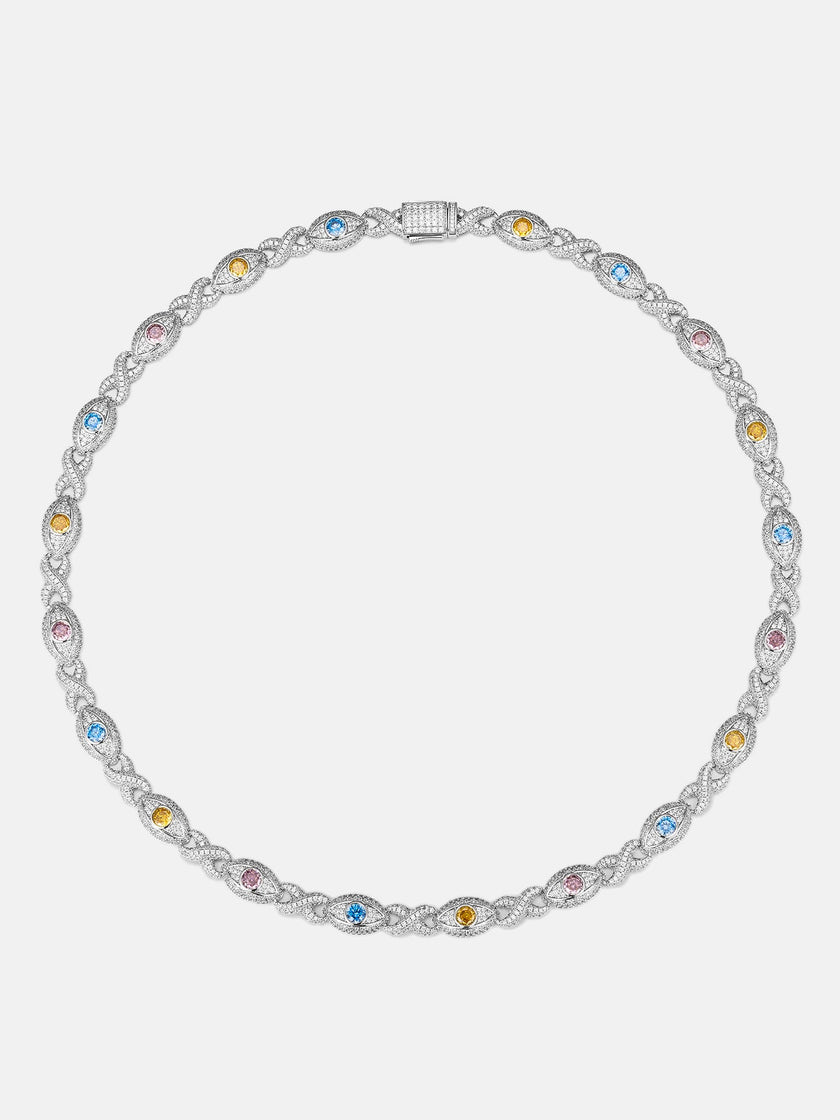 Moissanite Multi Gemstone Evil Eye Eternity Chain