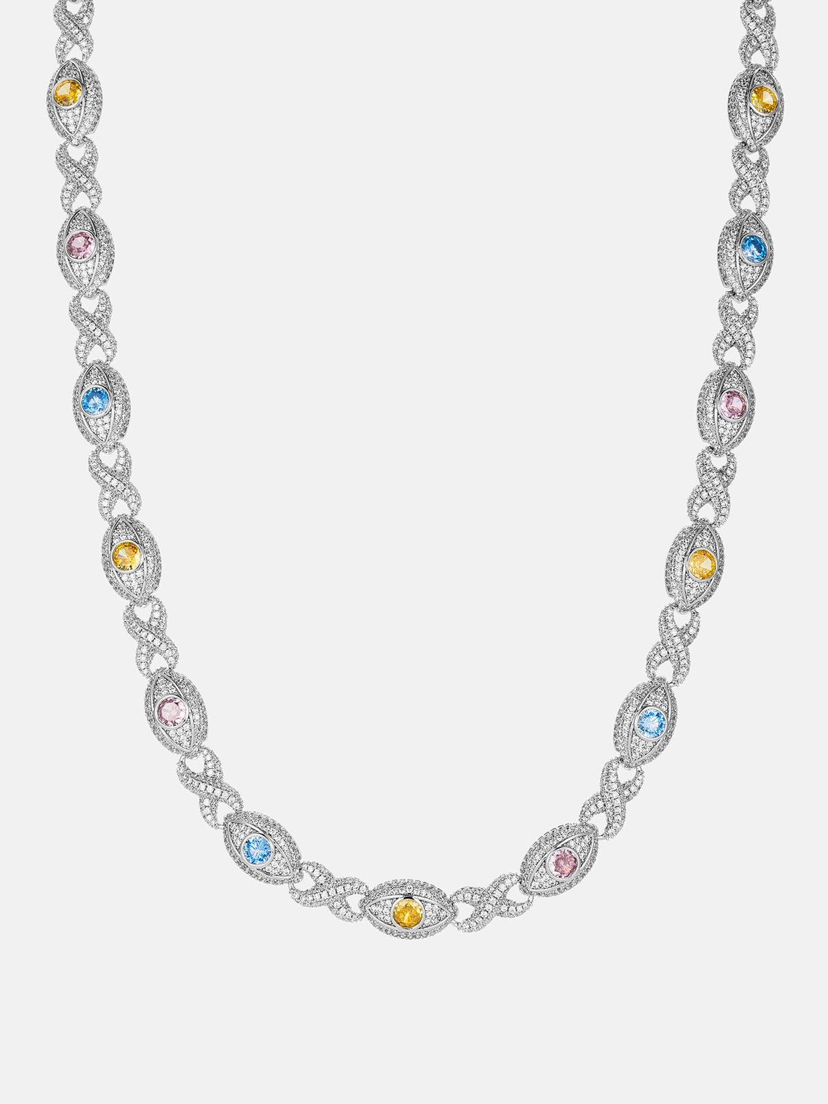 Moissanite Multi Gemstone Evil Eye Eternity Chain