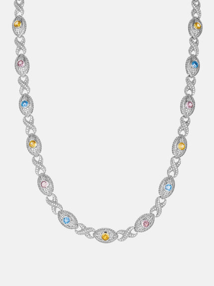 Moissanite Multi Gemstone Evil Eye Eternity Chain