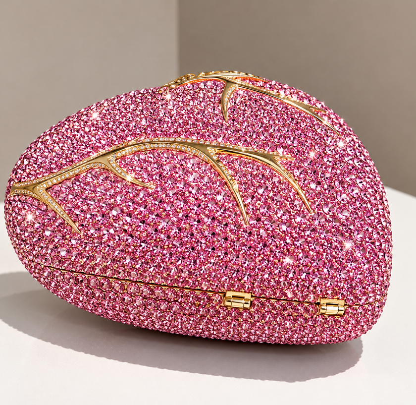 Heart Shaped Diamond Evening Gorgeous Metallic Rhinestone Purses