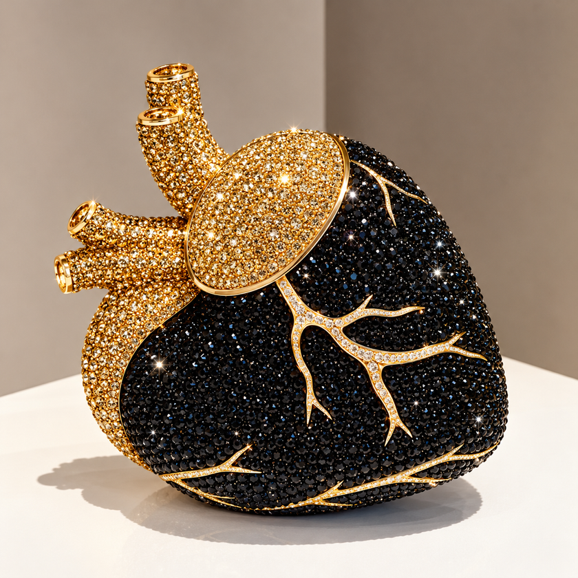 Heart Shaped Diamond Evening Gorgeous Metallic Rhinestone Purses