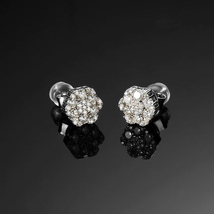 Solid Gold Moissanite Cluster Hexagon Earrings