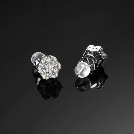 Solid Gold Moissanite Cluster Hexagon Earrings