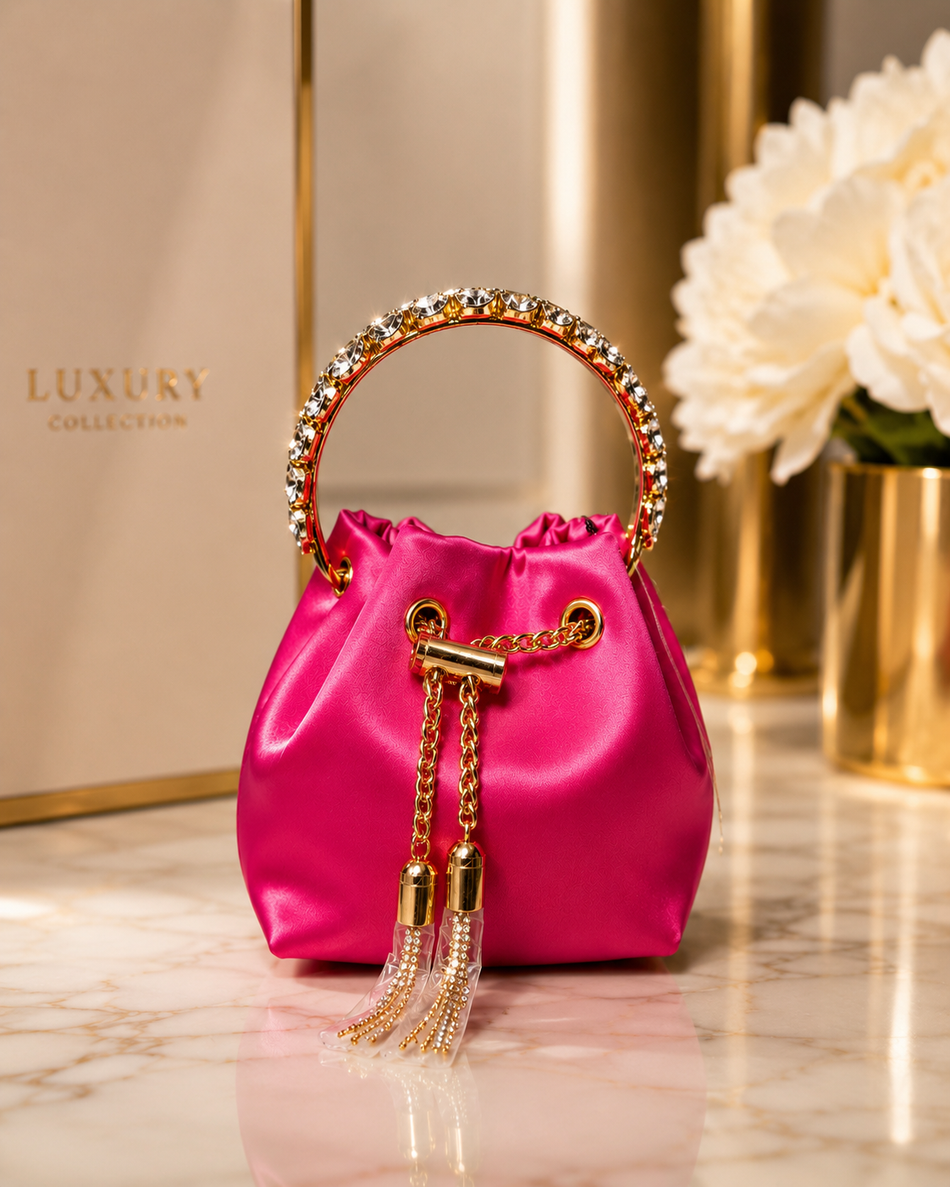 Maurine bucket Handle Rhinestones Evening clutch