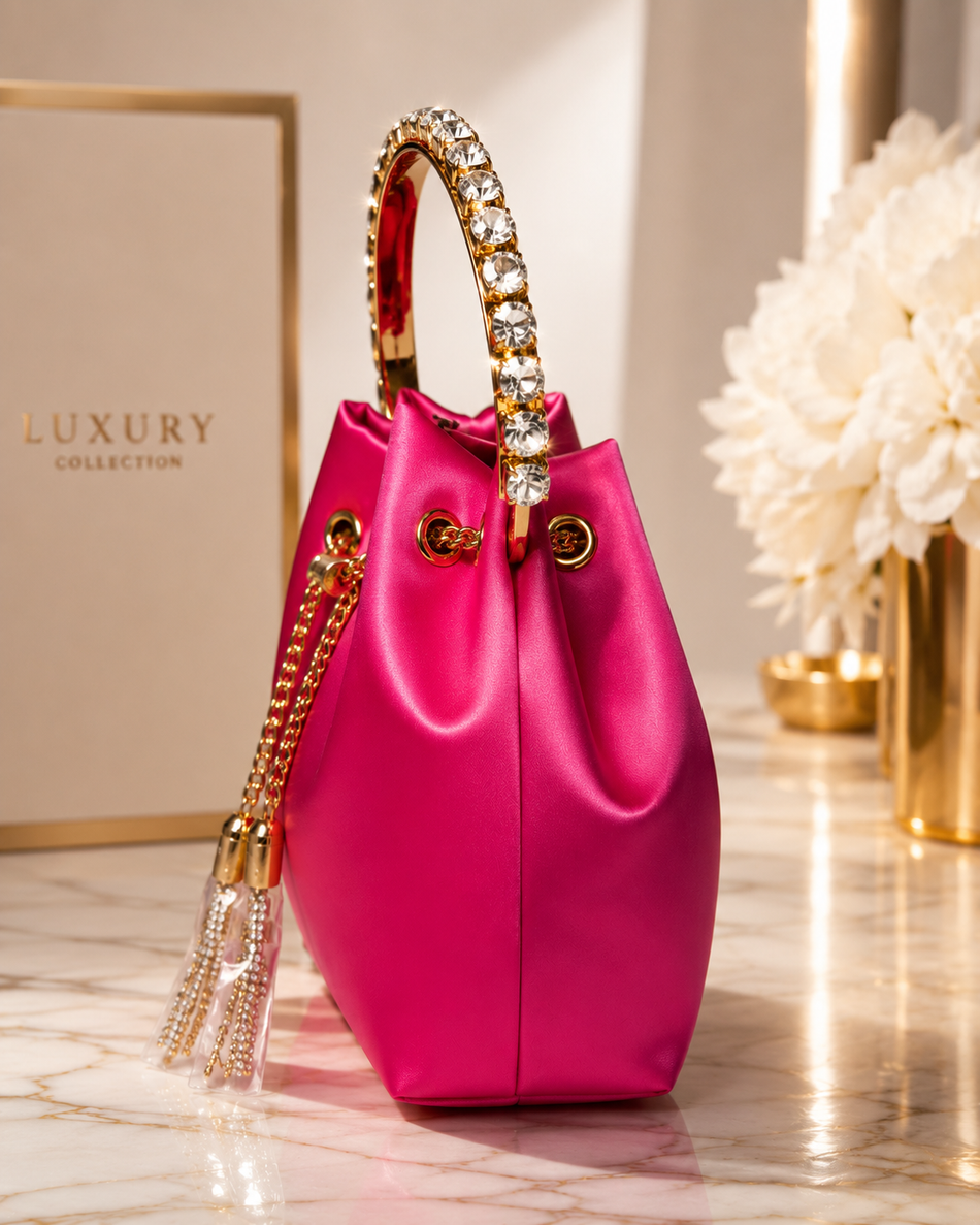 Maurine bucket Handle Rhinestones Evening clutch