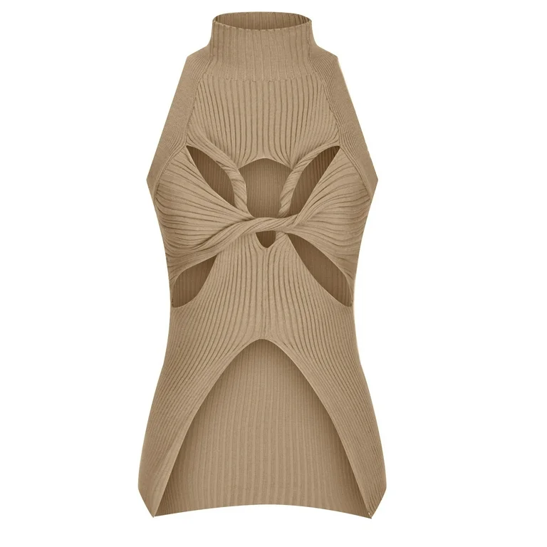 Vogue Summer Knit Hollow Out Sleeveless Tank Top - Image 4