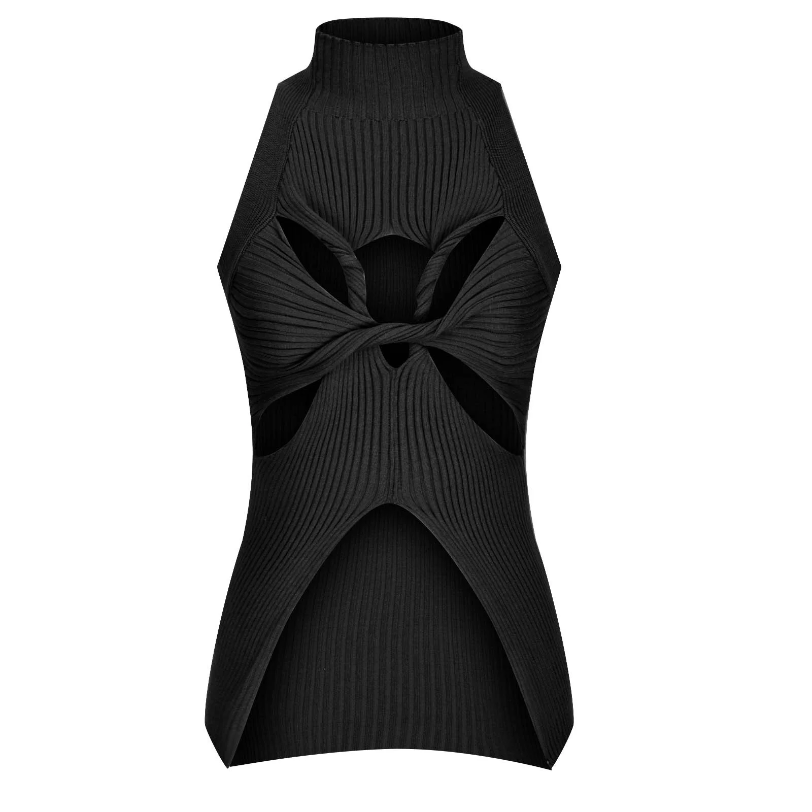 Vogue Summer Knit Hollow Out Sleeveless Tank Top - Image 3