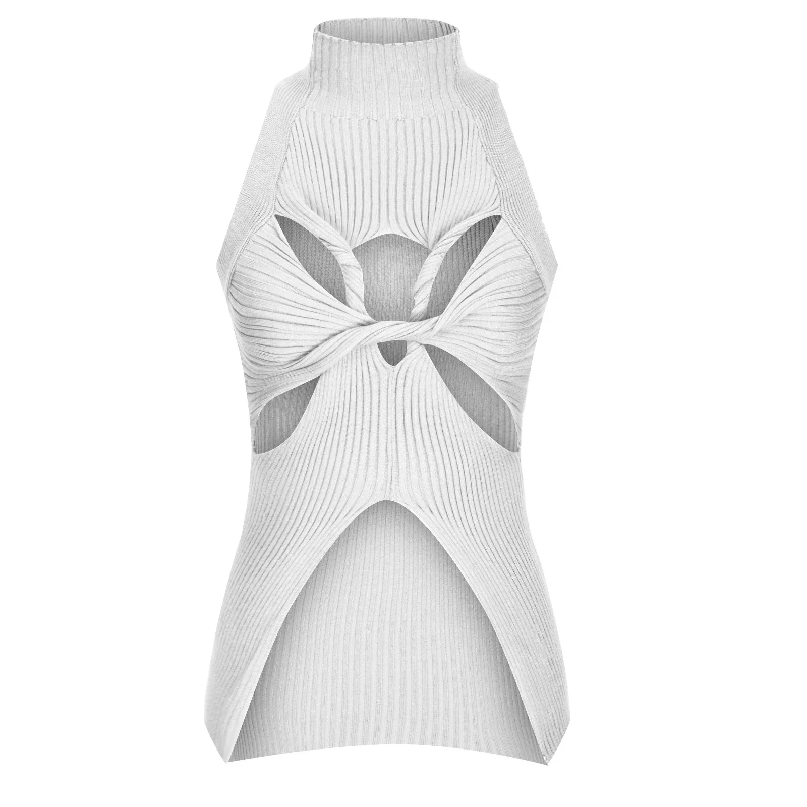 Vogue Summer Knit Hollow Out Sleeveless Tank Top - Image 2