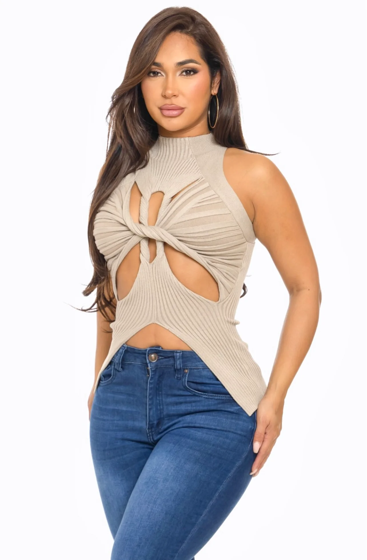 Vogue Summer Knit Hollow Out Sleeveless Tank Top