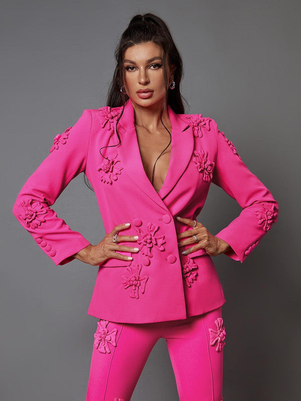 Pink Indiana Floral Embellished Blazer Set - Image 3