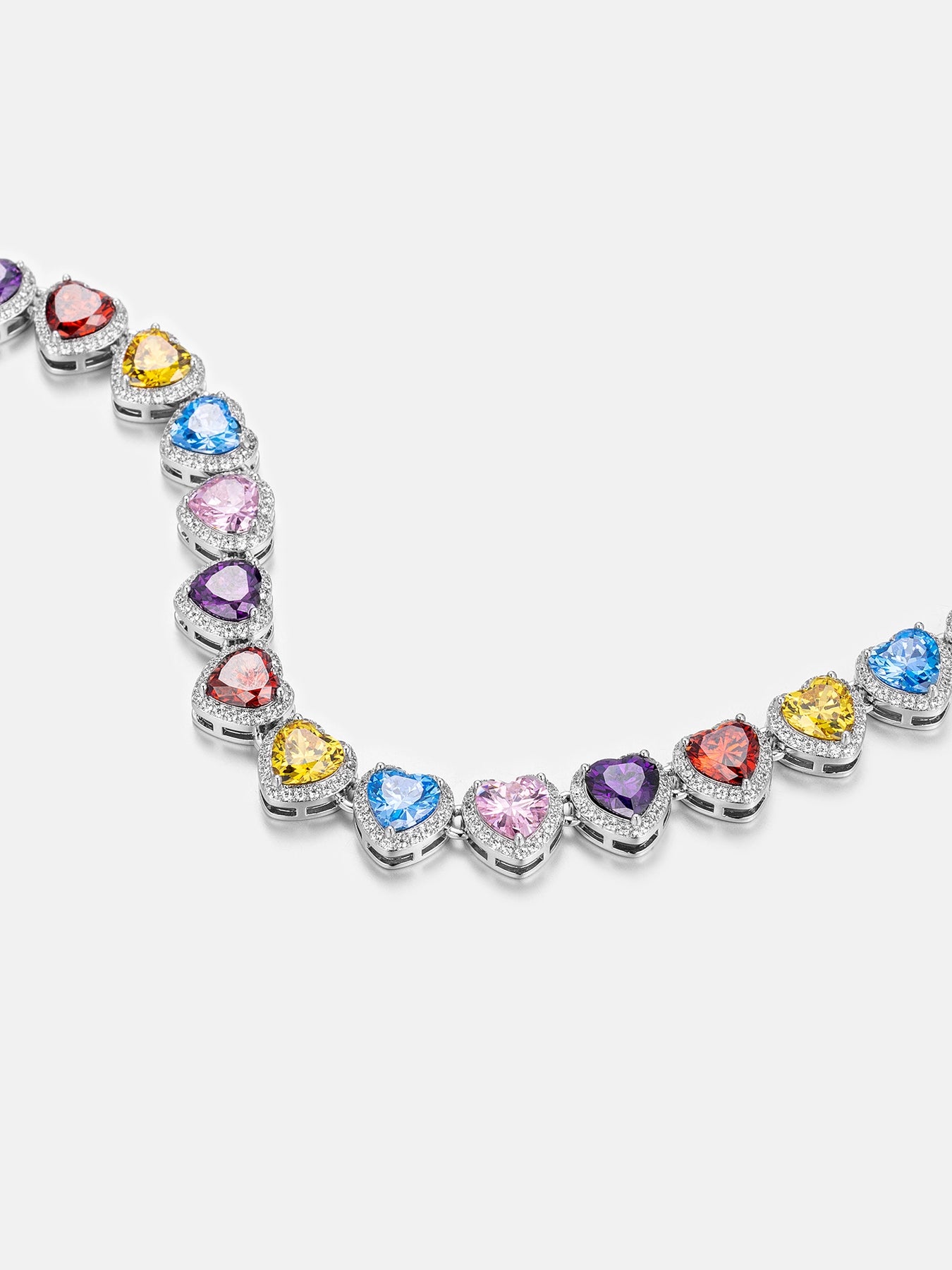 10MM MULTI GEMSTONE & WHITE MOISSANITE HEART NECKLACE - Image 2