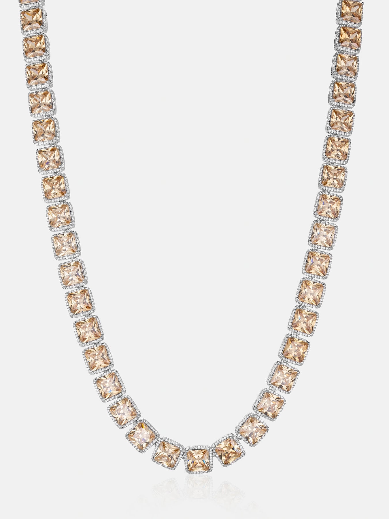 10MM S925 SQUARE GEM MOISSANITE CLUSTERED TENNIS CHAIN