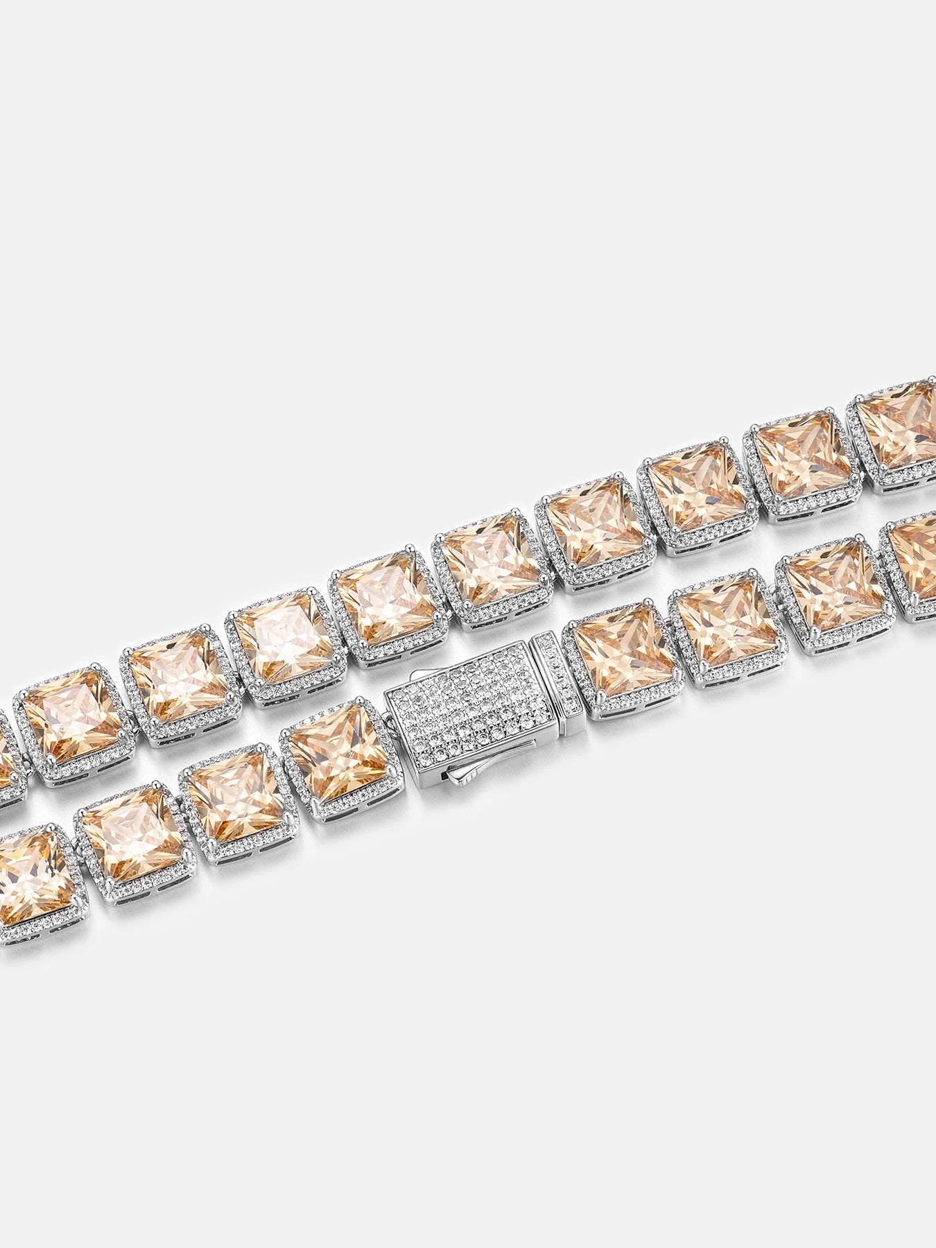 10MM S925 SQUARE GEM MOISSANITE CLUSTERED TENNIS CHAIN - Image 3