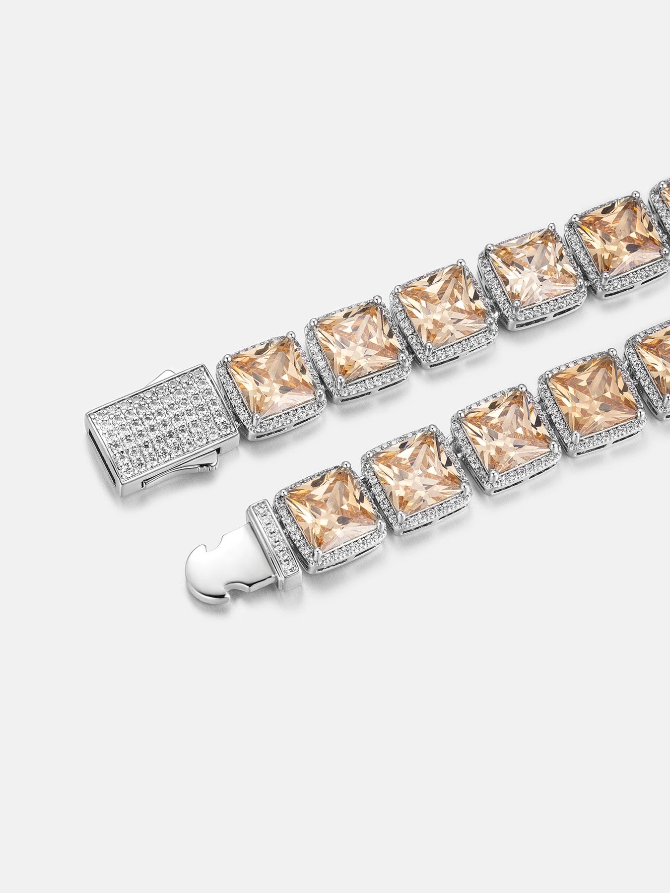 10MM S925 SQUARE GEM MOISSANITE CLUSTERED TENNIS CHAIN - Image 4