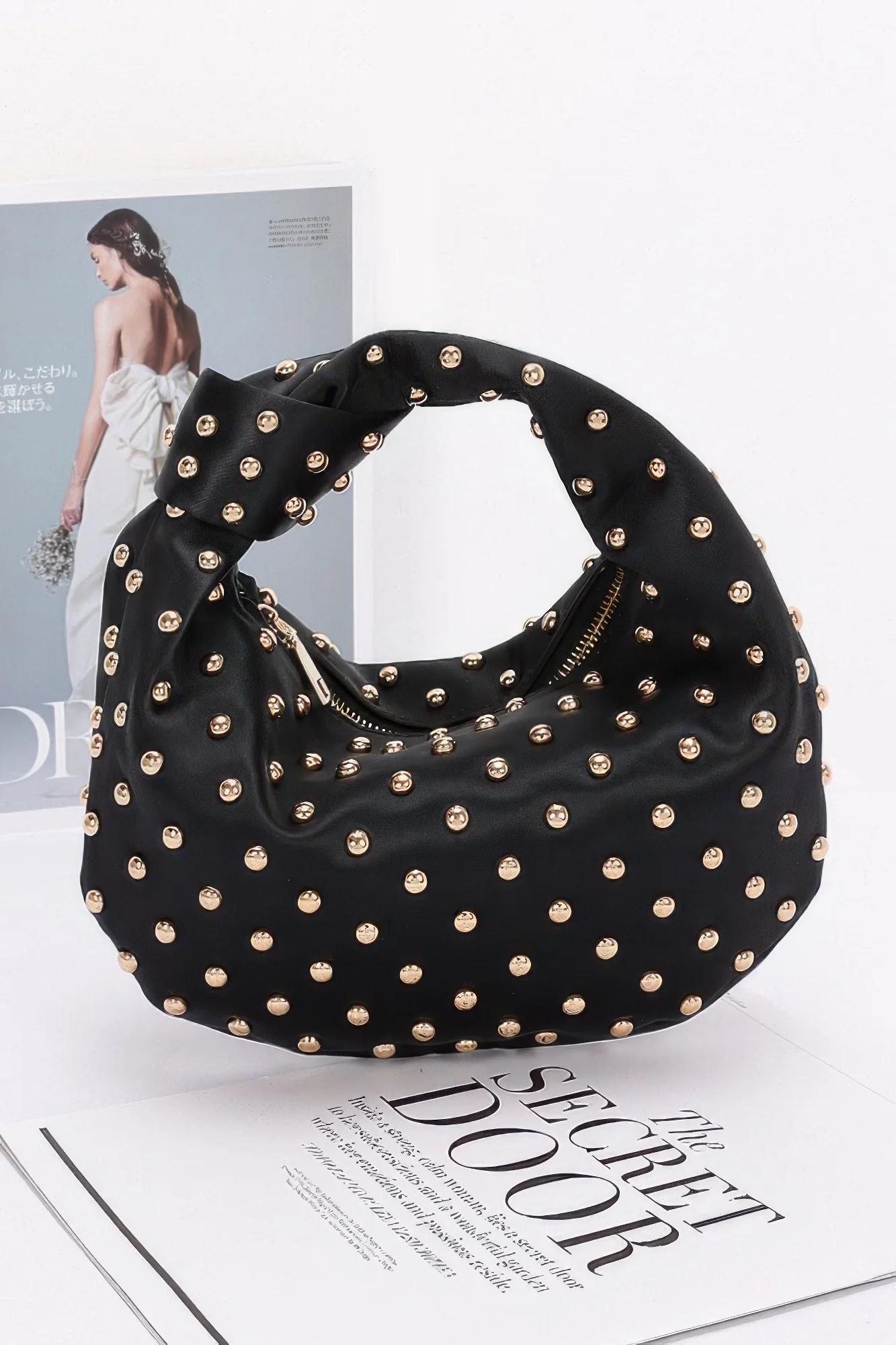 Satin Studded Hobo Bag - Image 4
