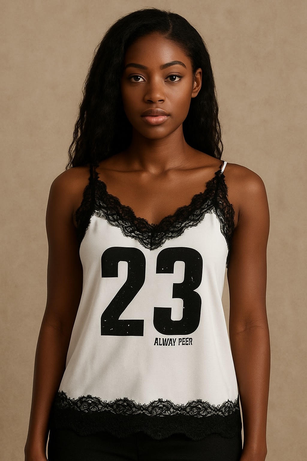 Ronki Women' White Lace-Trimmed Satin Top - Image 2